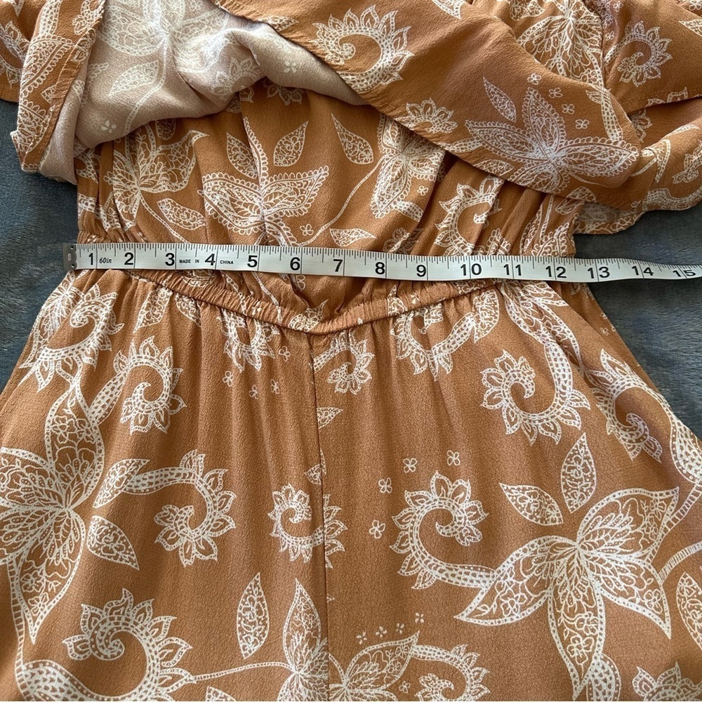 MINKPINK Off Shoulder Floral Peach Jumpsuit Size S - Picture 14 of 16